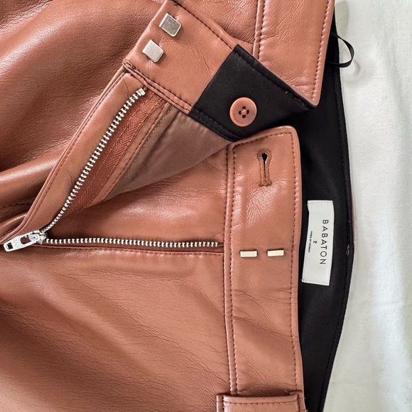 Aritzia Babaton Vegan Leather Tan Straight Leg Pants – Size 2 - Picture 5 of 9